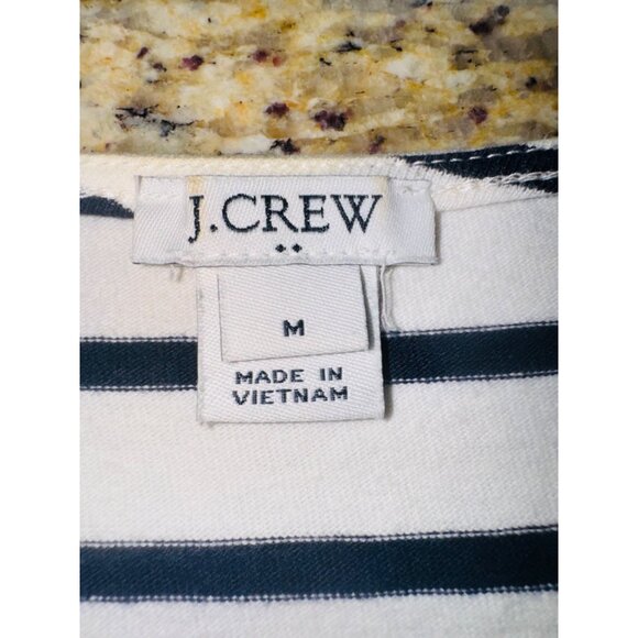 J.Crew Cap Sleeve Striped V-Neck Cotton Tee Shirt Navy/White M Nautical Sustaina - Picture 6 of 9
